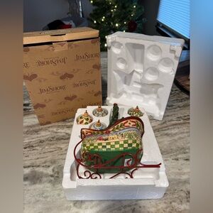 NIB Jim Shore 2007 ‘Sleigh Bells Ring’ Christmas Sleigh with Ornaments